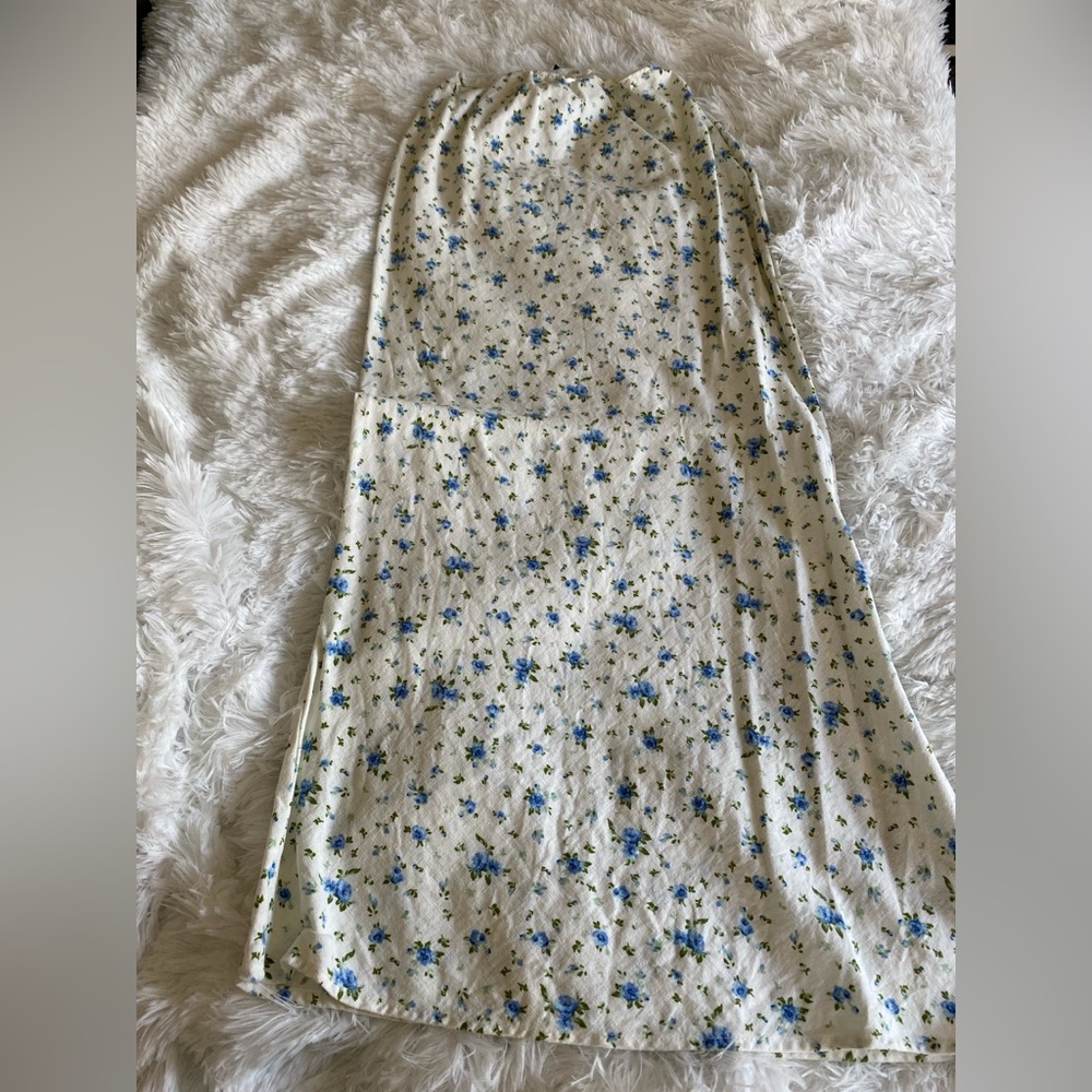Wild Fable Cream and Blue Maxi Slip Skirt with Slit